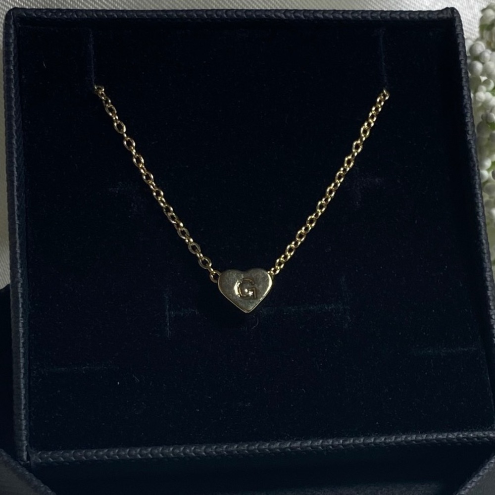 Tewiky Tiny Initial Heart Choker Necklaces Alphabet Letter Boy's Necklaces 18k G